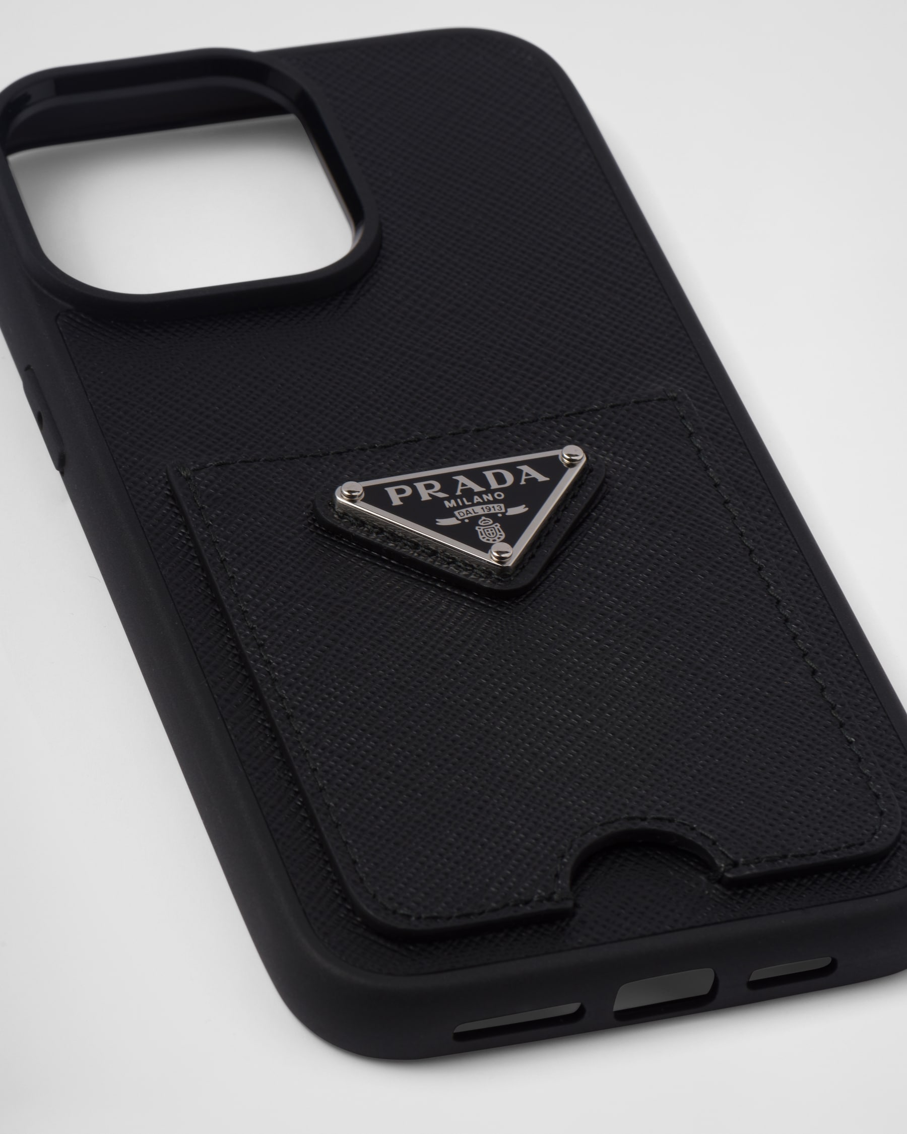 Black Saffiano Leather Cover For Iphone 14 Pro Max PRADA