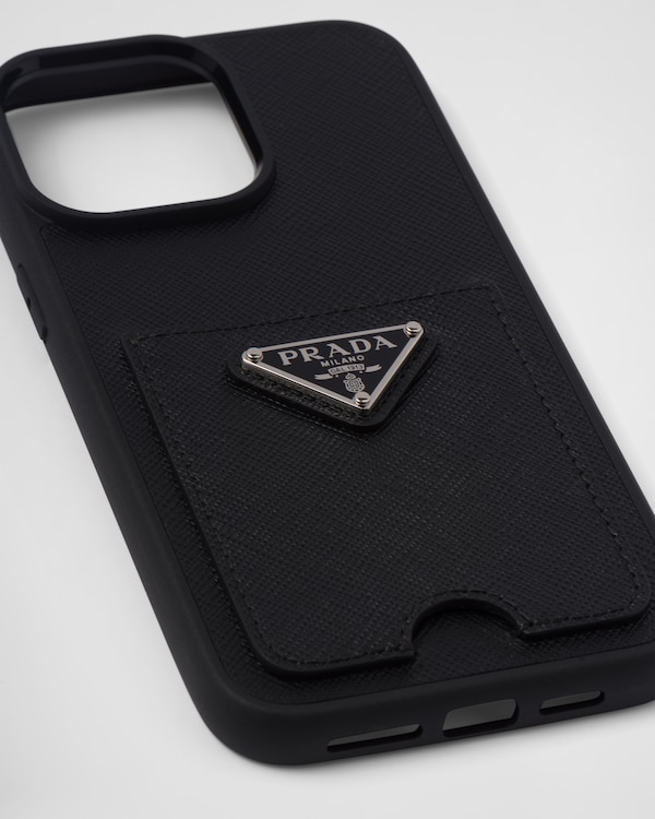 Black Saffiano Leather Cover For Iphone 14 Pro Max PRADA