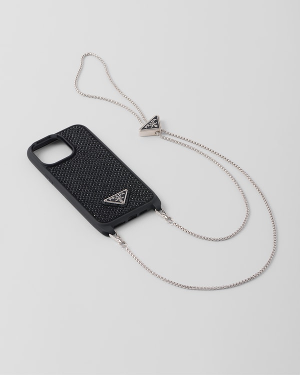 Black Saffiano leather cover for iPhone 15 Pro Max | PRADA