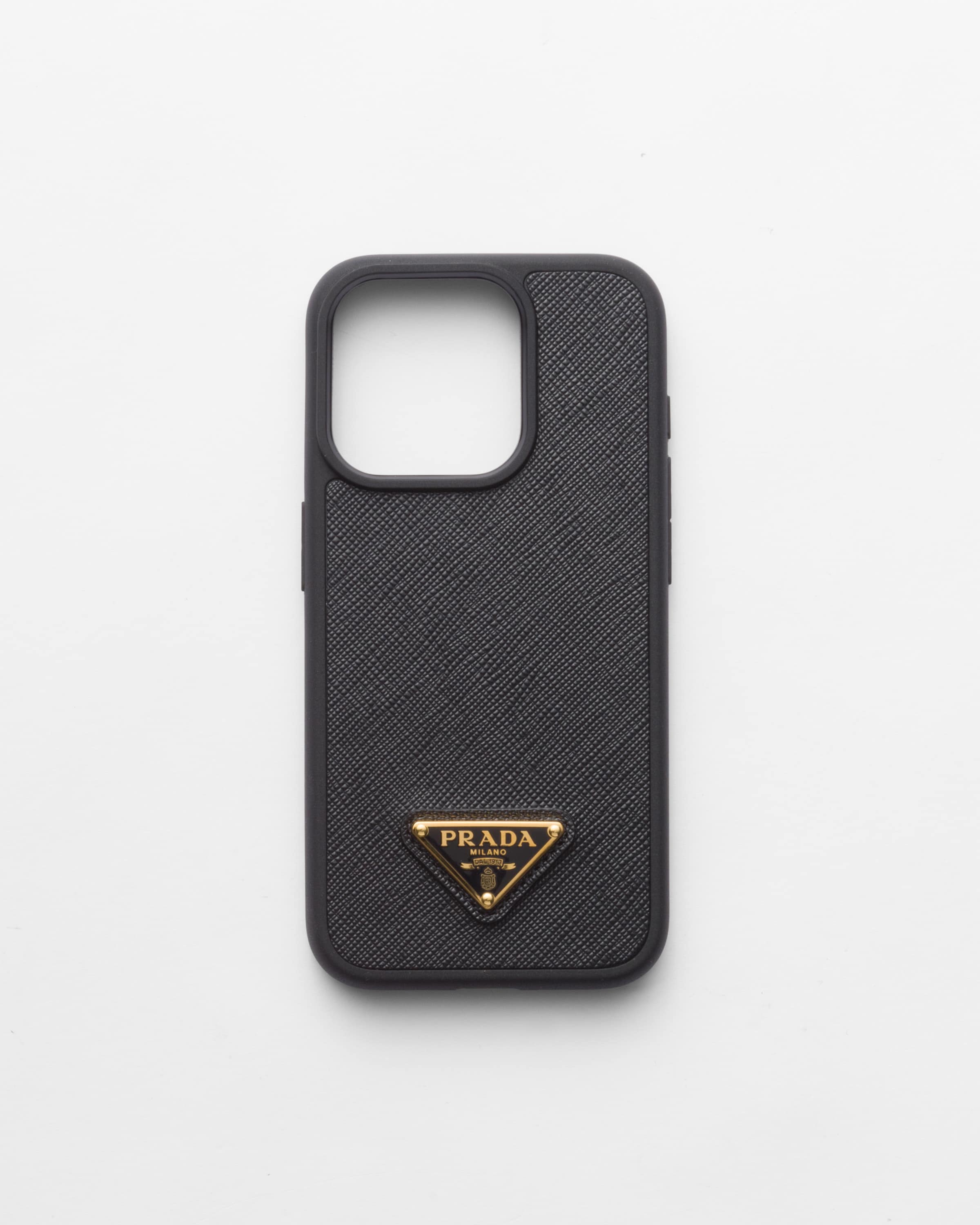 Prada Coque Pour Iphone 15 Pro En Cuir Saffiano, Femme, Noir