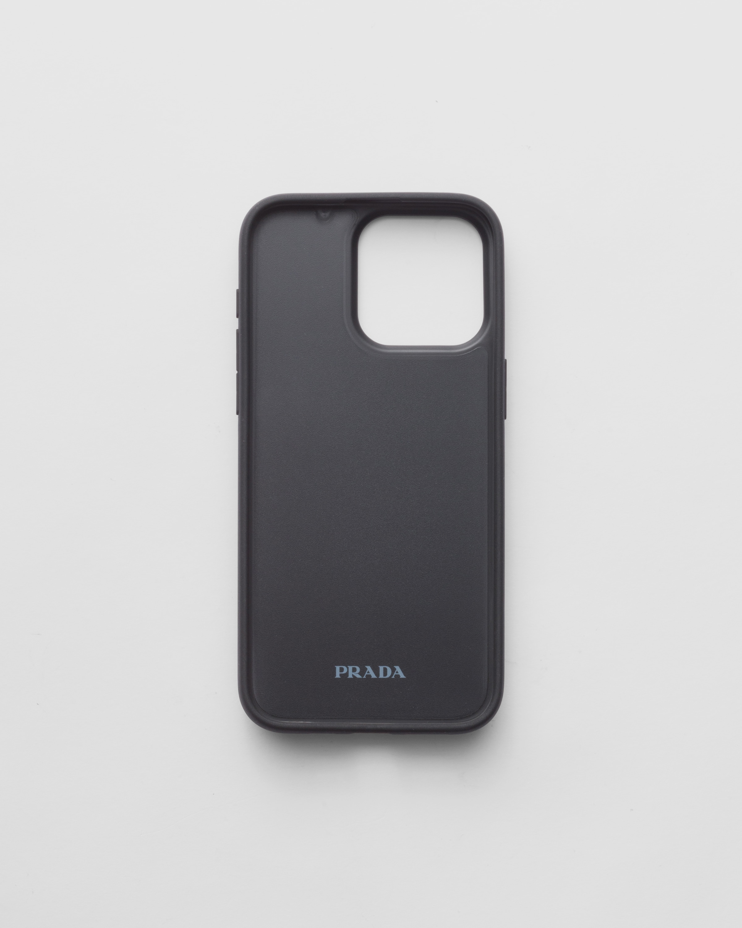 Shop Prada Iphone-15-pro-max-hülle Aus Saffiano-leder In Black