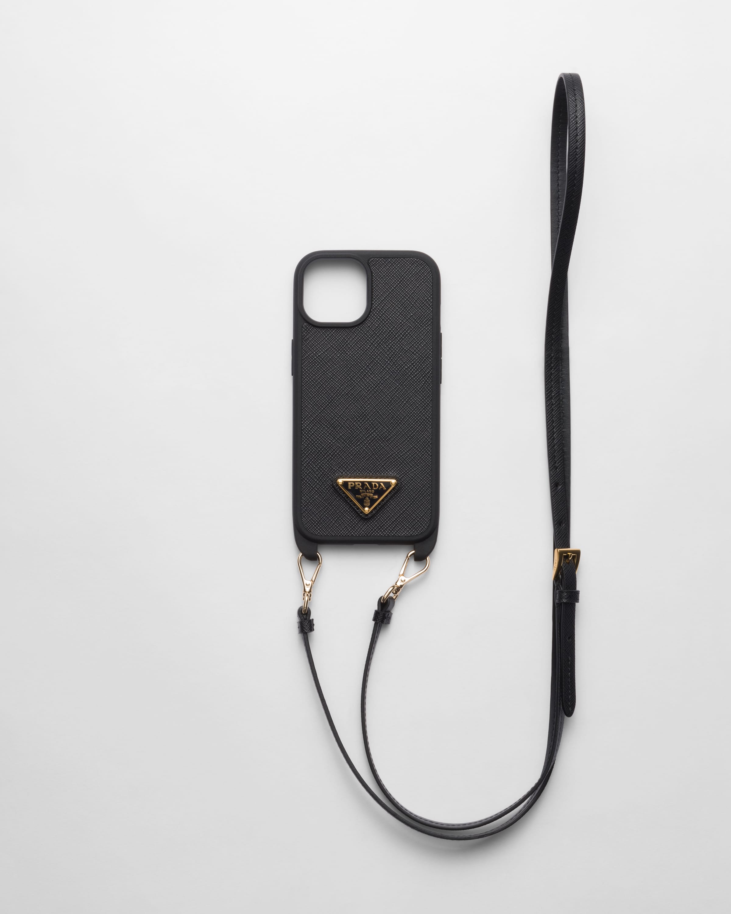 ブラック サフィアーノトライアングル Iphone 15用カバー | PRADA