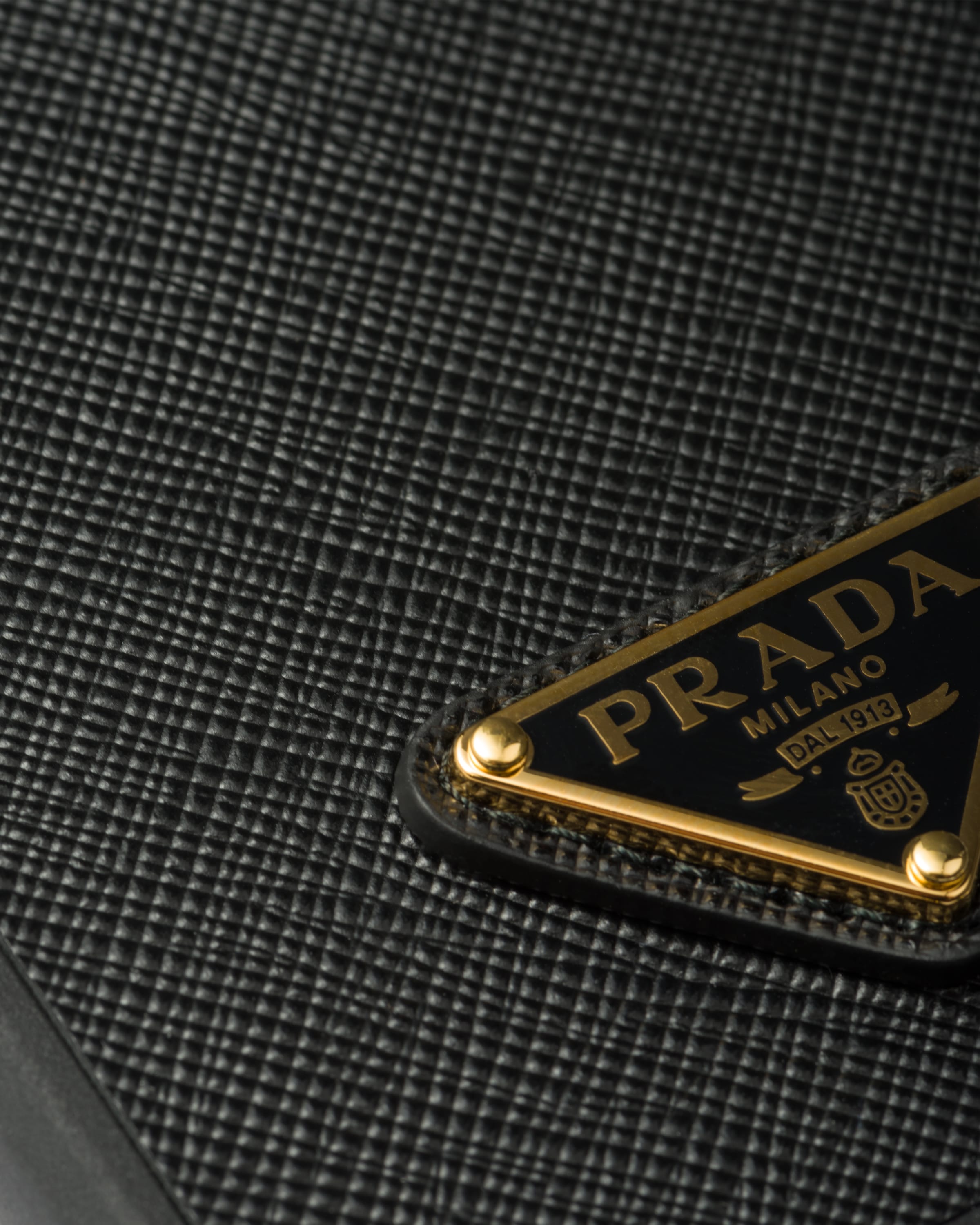Prada Saffiano Leather Cover For Iphone 15 Pro Max In Black
