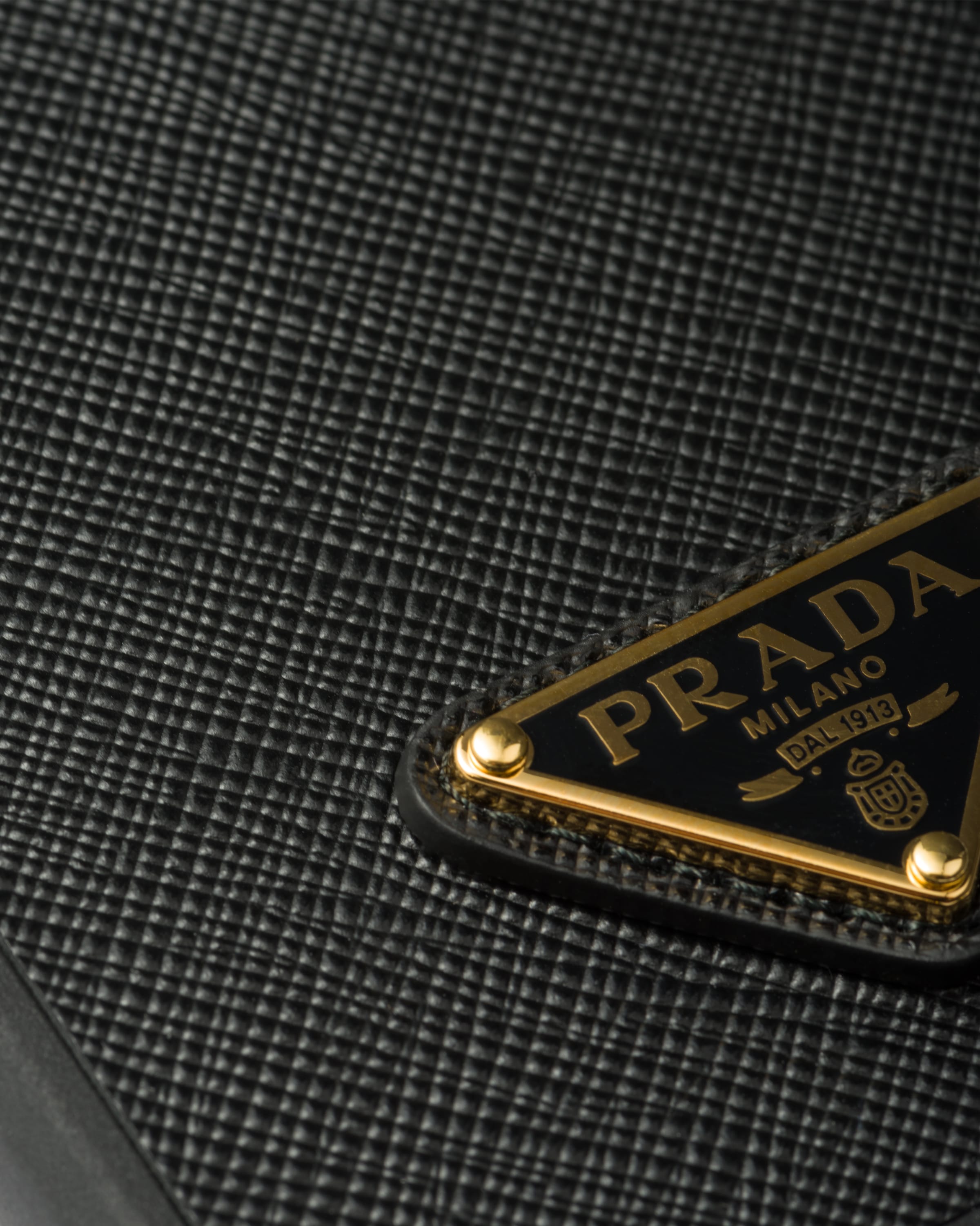 Shop Prada Iphone-15-pro-max-hülle Aus Saffiano-leder In Black