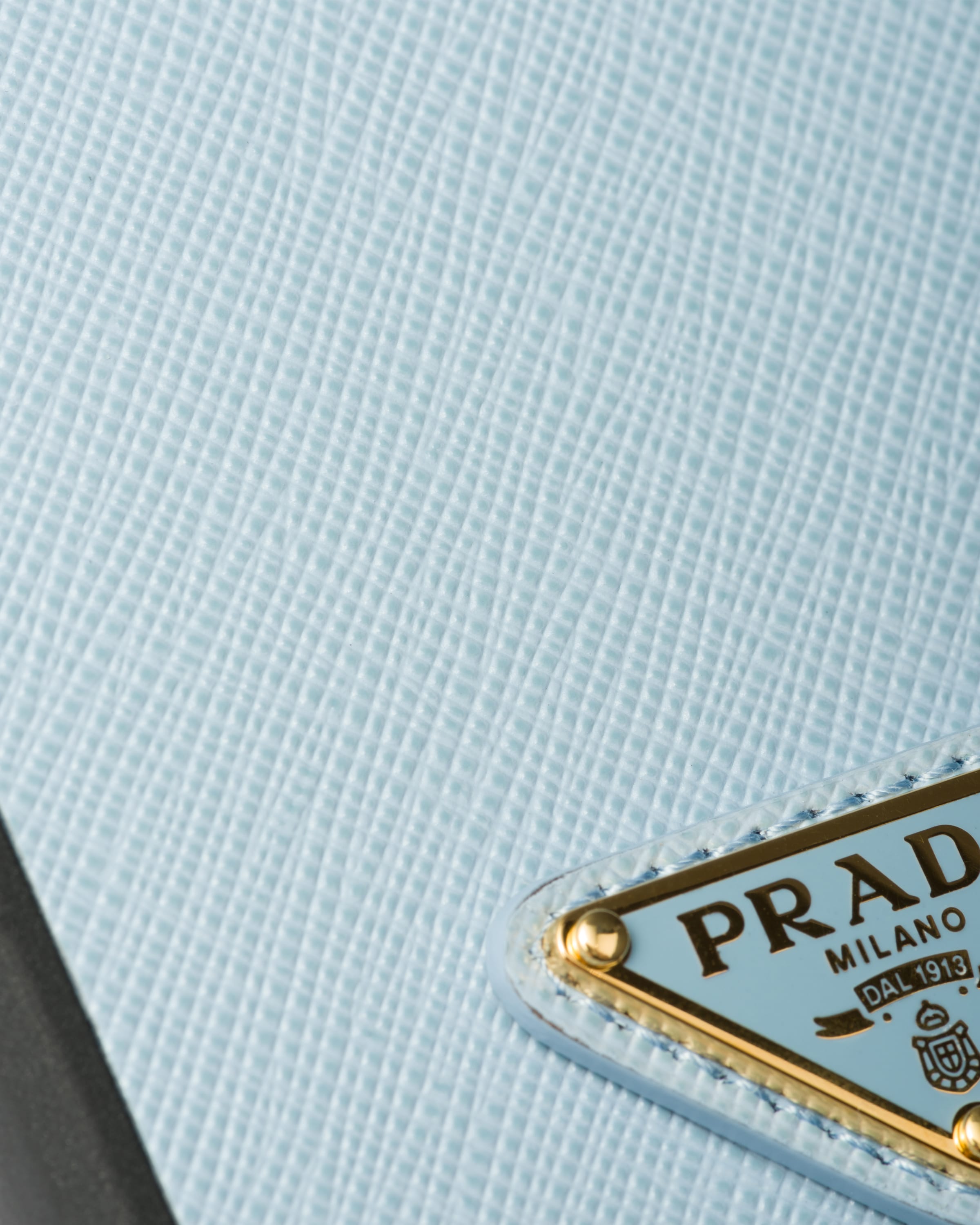 Shop Prada Iphone-15-pro-max-hülle Aus Saffiano-leder In Light Blue