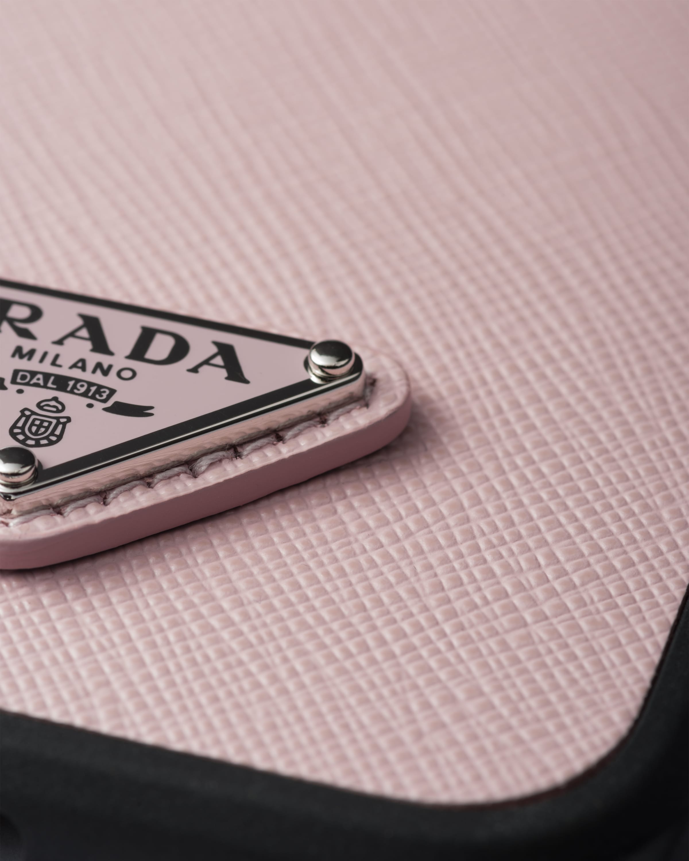 Alabaster Saffiano Leather Cover For Iphone 15 Pro Max PRADA