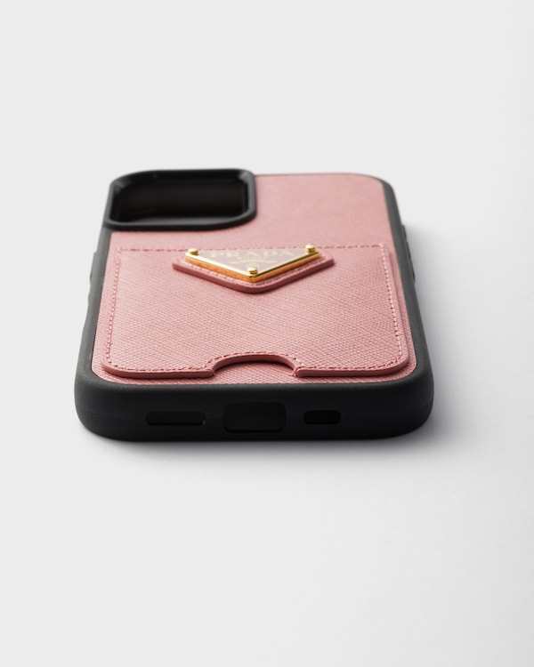 Saffiano leather case for iPhone 16 - Peach Saffiano leather case for iPhone 16 - Peach