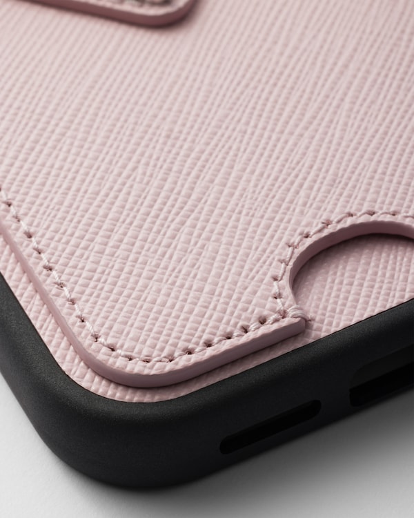 Saffiano leather case for iPhone 16 - Alabaster Saffiano leather case for iPhone 16 - Alabaster