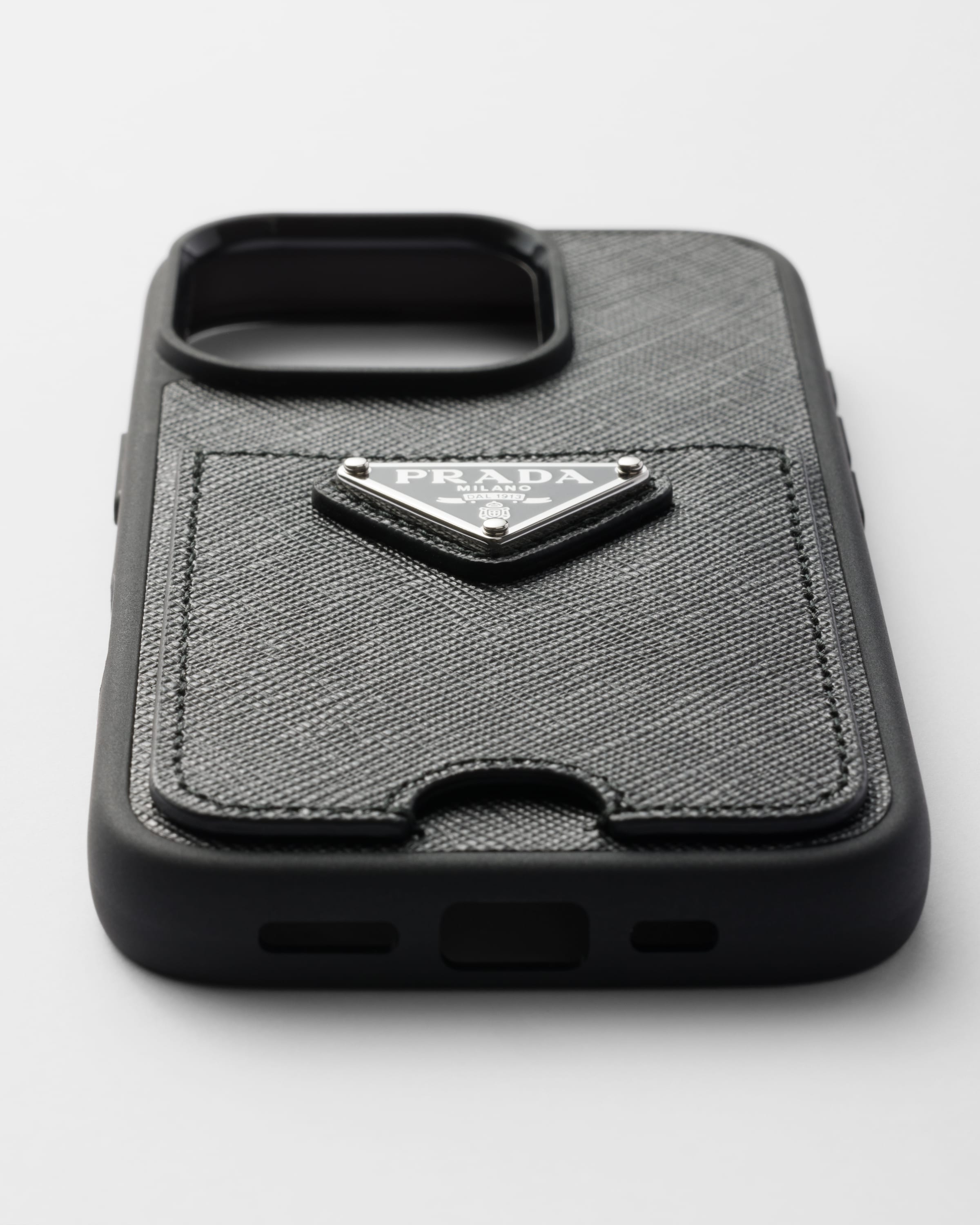 Black Saffiano leather case for iPhone 16 Pro | PRADA