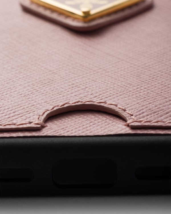 Saffiano leather case for iPhone 16 Pro - Peach Saffiano leather case for iPhone 16 Pro - Peach