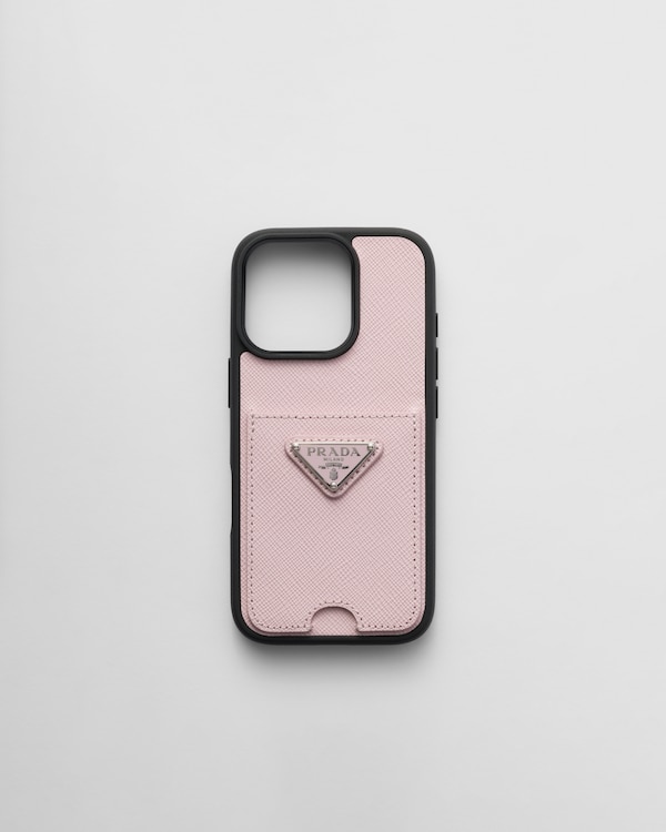 Alabaster Saffiano leather case for iPhone 16 Pro Max | PRADA