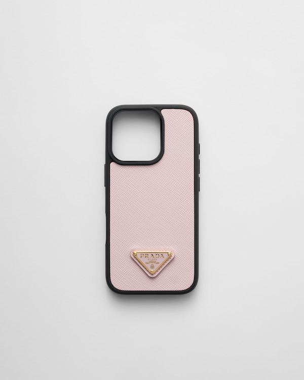 【限定製作】 16 iPhone for case leather Saffiano Pink Alabaster Pro PRADA | iPhoneアクセサリー