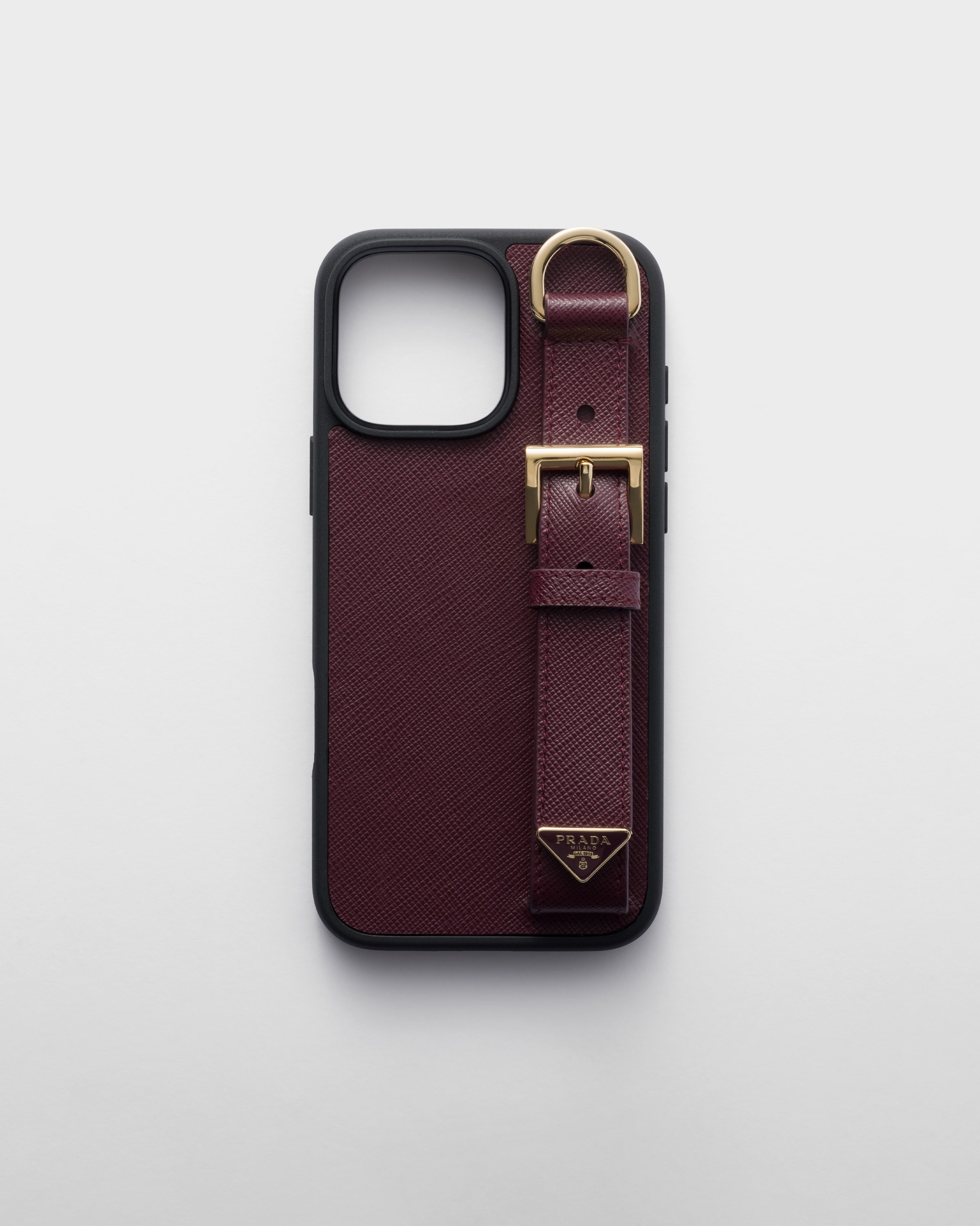 Prada Hülle Für Iphone 16 Pro Max Aus Saffiano-leder, Damen, Burgunderrot