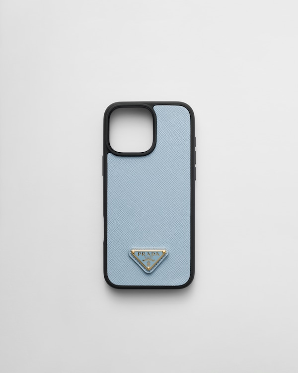 Black Saffiano leather cover for iPhone 15 Pro Max | PRADA