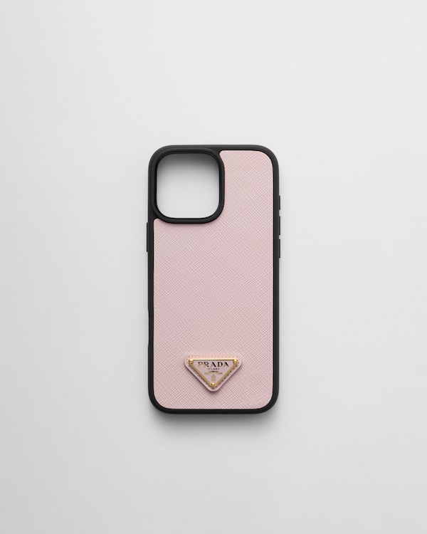 Cognac Leather case for iPhone 16 Pro | PRADA