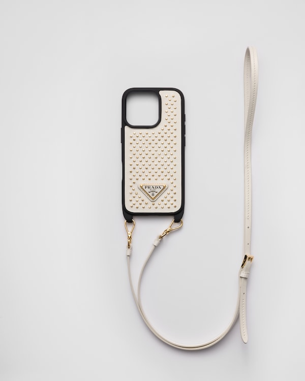 ホワイト サフィアーノトライアングル iPhone 15用カバー | PRADA