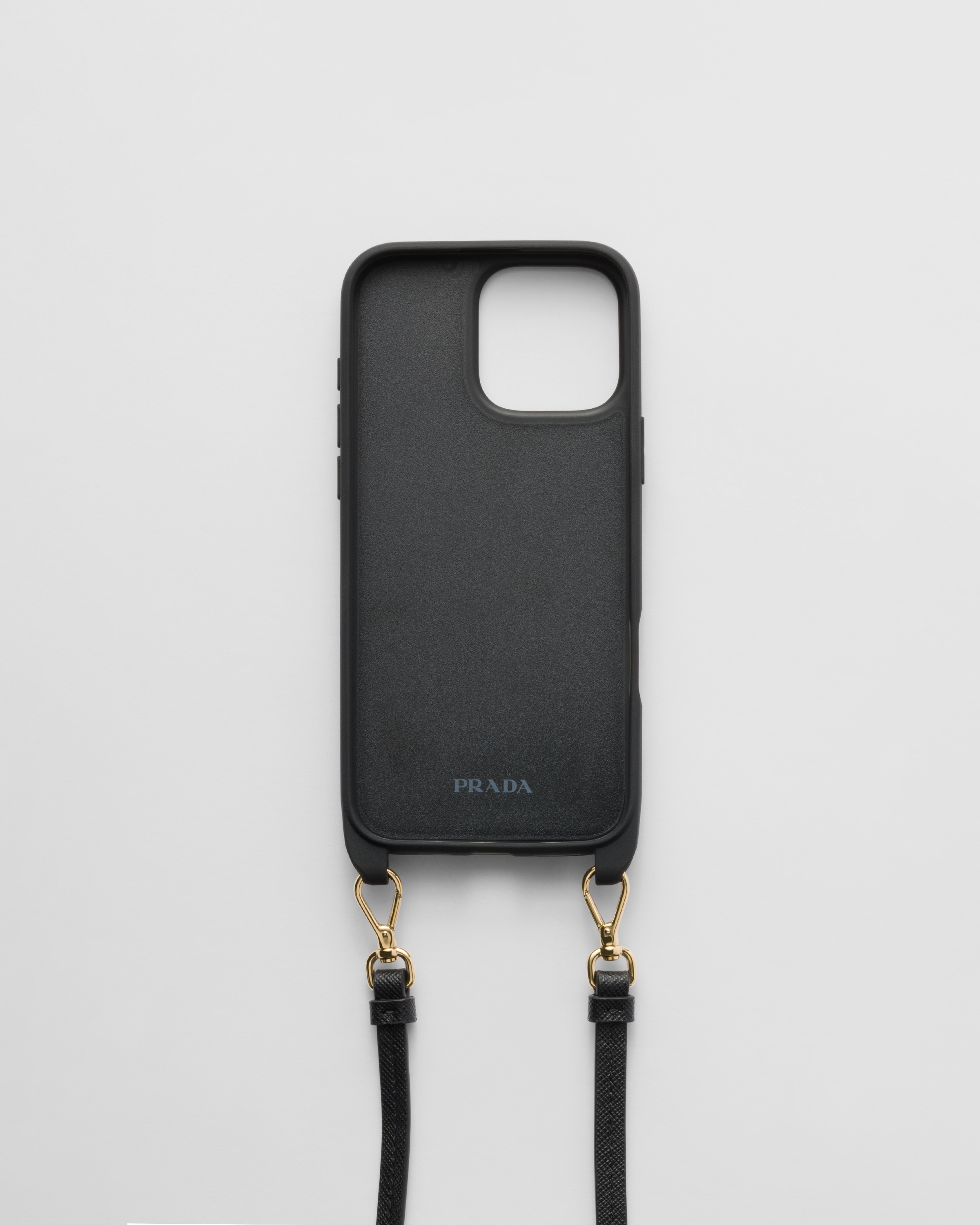 Black Saffiano leather case for iPhone 16 Pro Max with