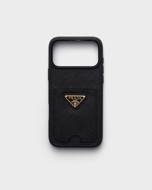 Funda de piel Saffiano para iPhone 17 Pro Max - Negro Funda de piel Saffiano para iPhone 17 Pro Max - Negro