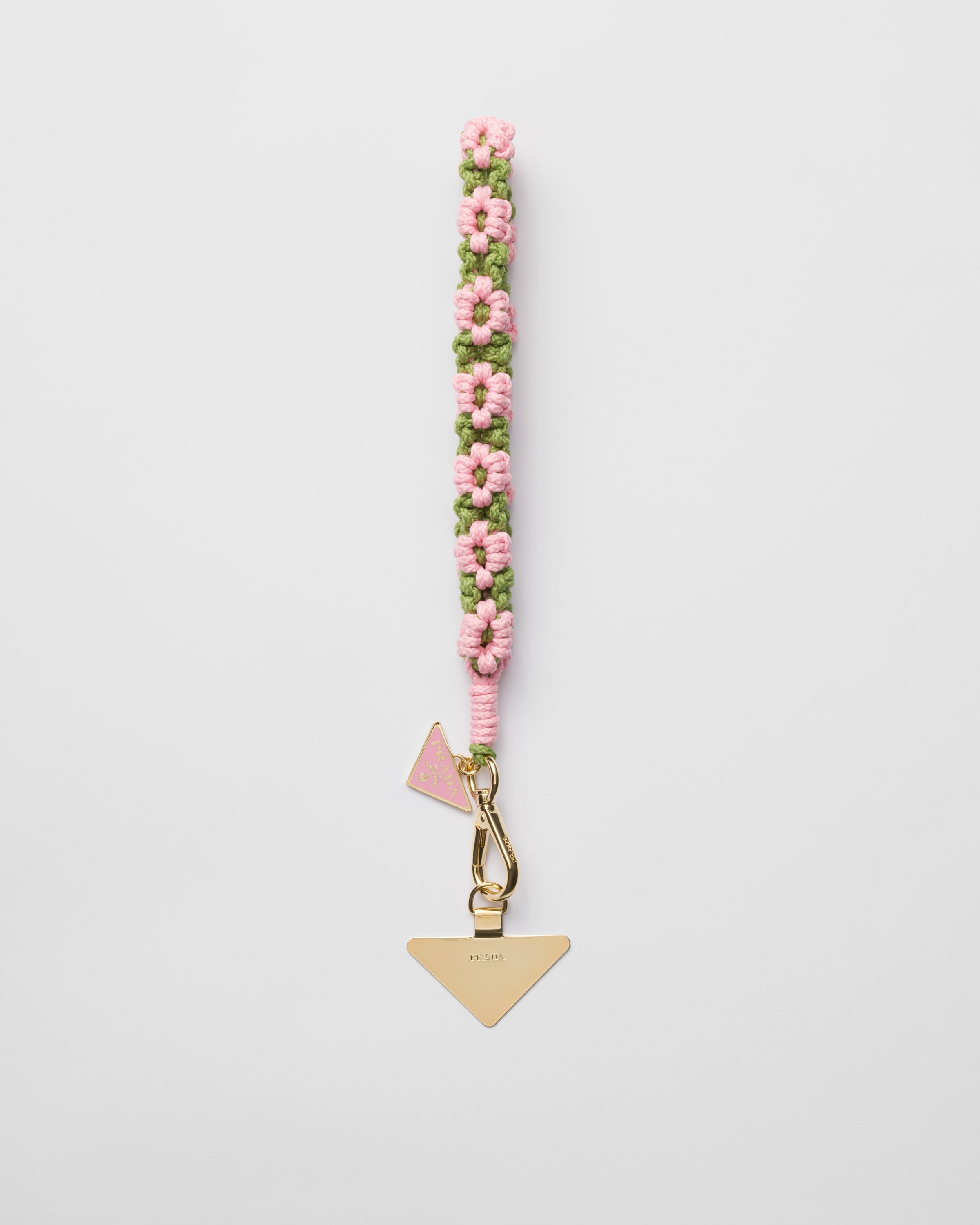 ♡PRADA♡クロシェ スマートフォン用リストストラップ ピンク/ライトグリーン クロシェ スマートフォン用リスト