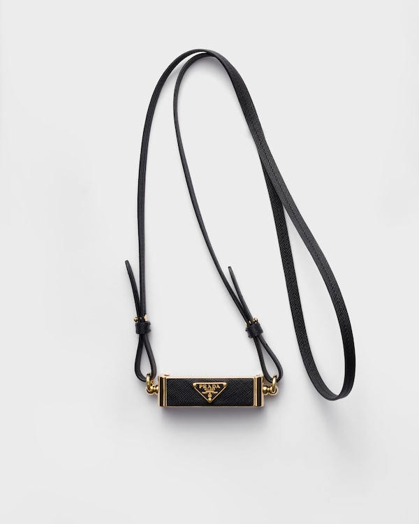 ブラック サフィアーノレザー x メタル キーチェーン | PRADA