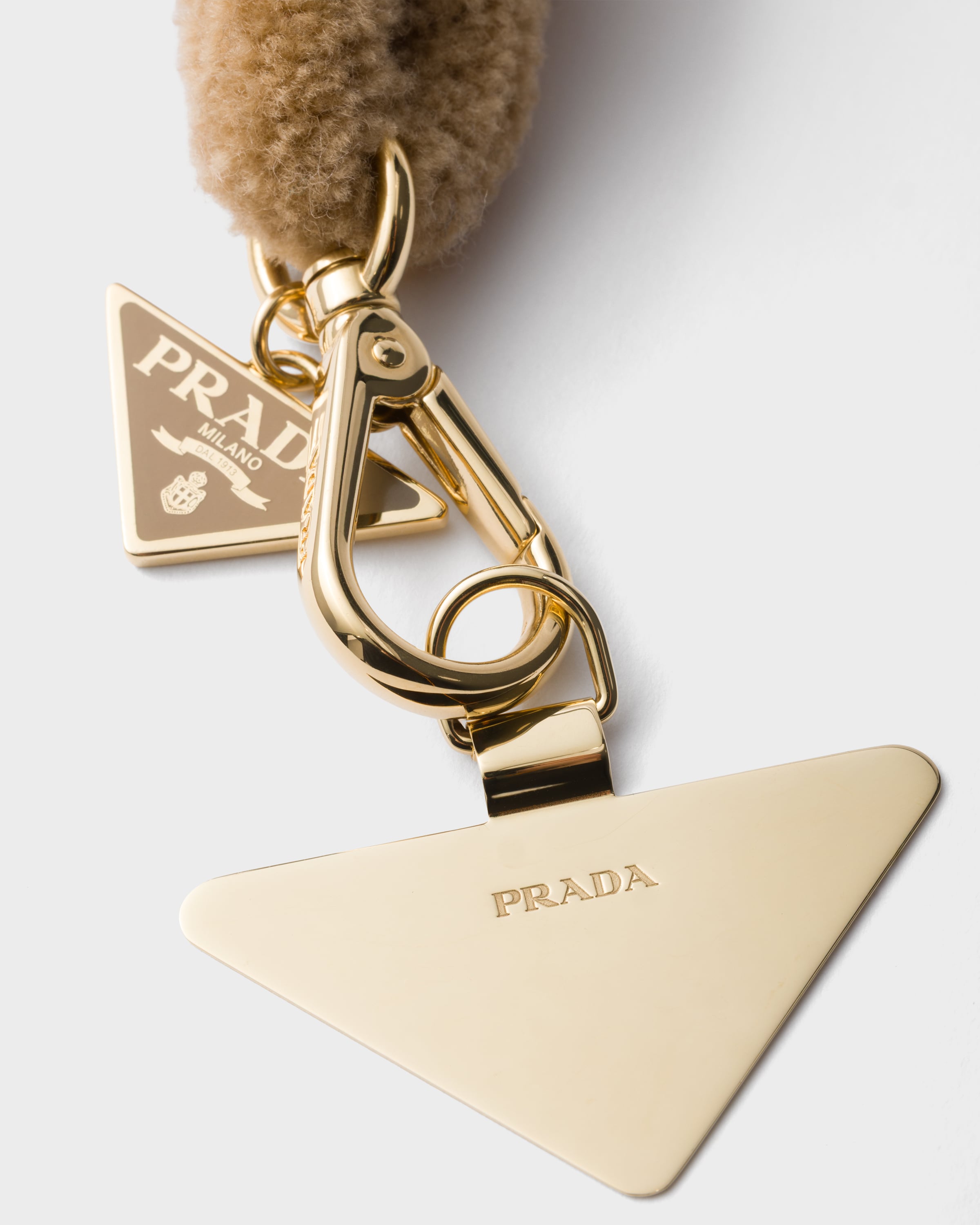 Camel Brown Wool Smartphone Wrist Strap | PRADA - United States Camel Brown Wool Smartphone Wrist Strap | PRADA - United States