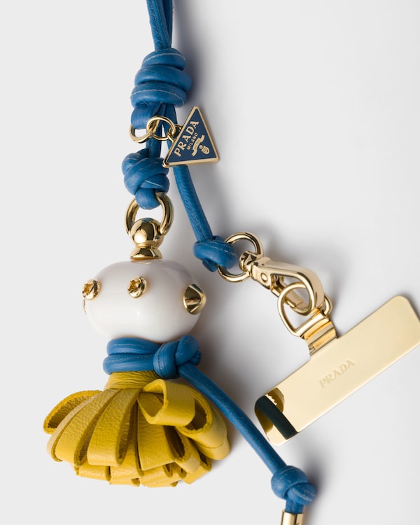 Pochette pour smartphone en cuir nappa - Jaune soleil/Bleu vague Pochette pour smartphone en cuir nappa - Jaune soleil/Bleu vague