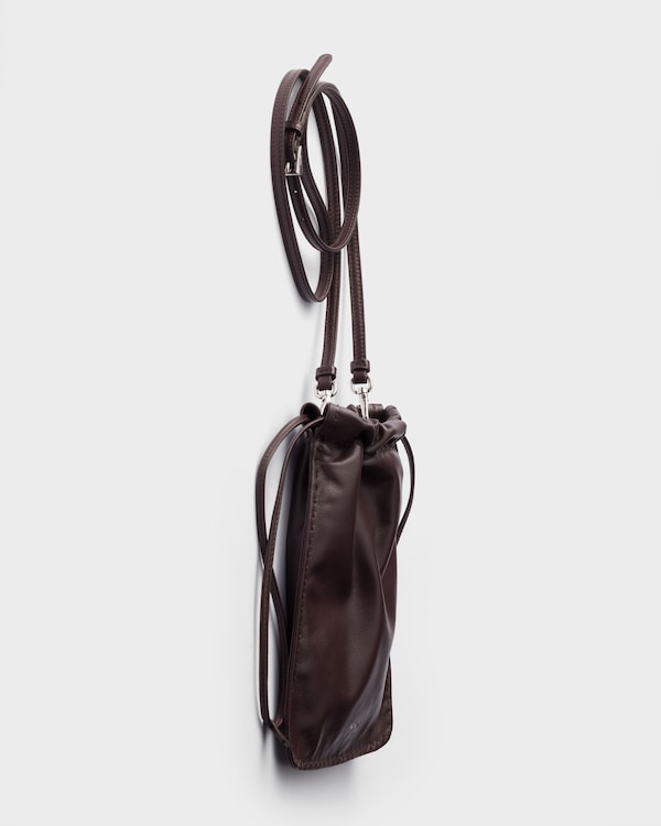 Pochette pour smartphone en cuir nappa - Bruyère Pochette pour smartphone en cuir nappa - Bruyère