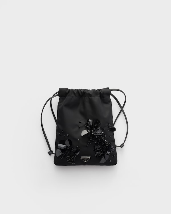 Embroidered Re-Nylon smartphone pouch - Black Embroidered Re-Nylon smartphone pouch - Black