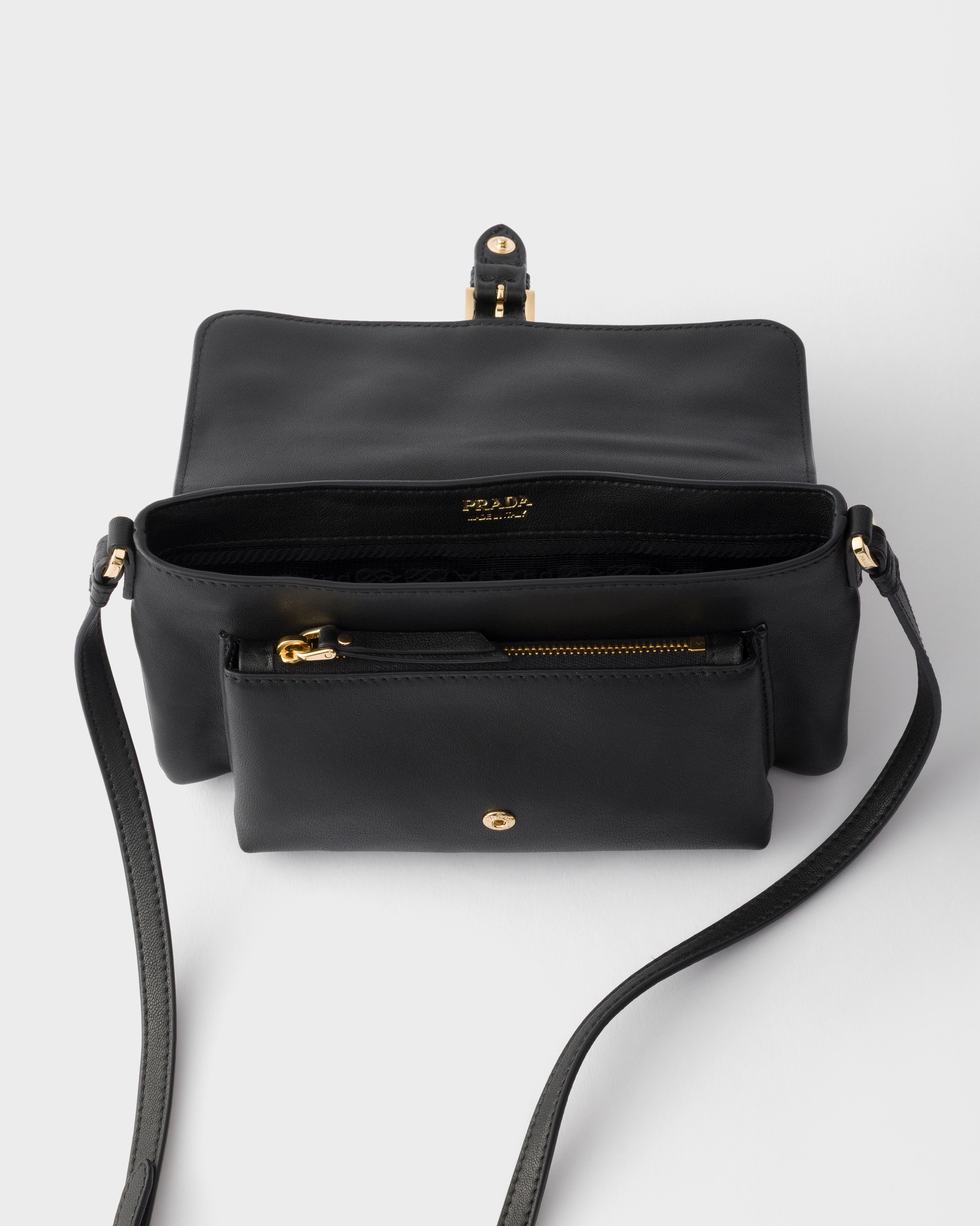 Black Nappa Leather Smartphone Holder | PRADA - Saudi Arabia