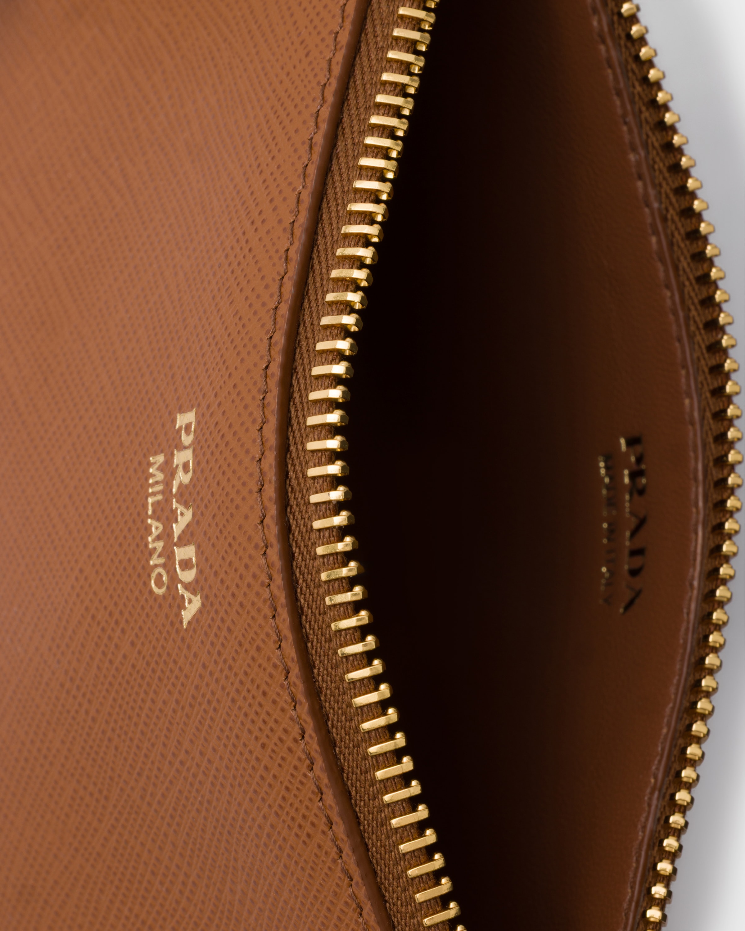 Cognac Saffiano Leather Smartphone Pouch | PRADA