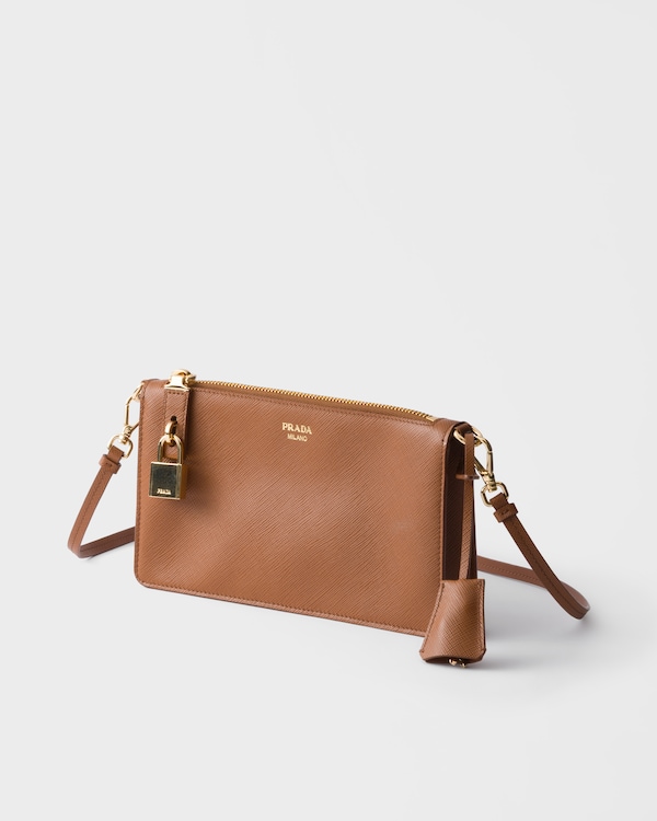 Saffiano leather smartphone pouch - Cognac Saffiano leather smartphone pouch - Cognac
