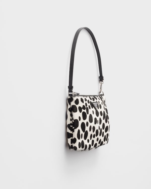 Printed calf hair smartphone pouch - White/Black Printed calf hair smartphone pouch - White/Black