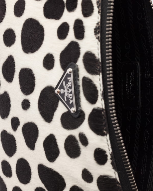 Printed calf hair smartphone pouch - White/Black Printed calf hair smartphone pouch - White/Black