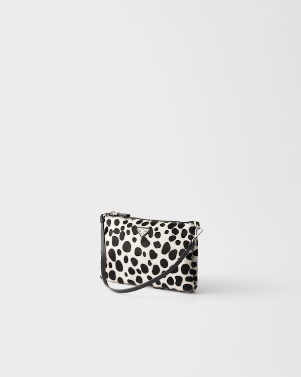 Printed calf hair smartphone pouch - White/Black Printed calf hair smartphone pouch - White/Black