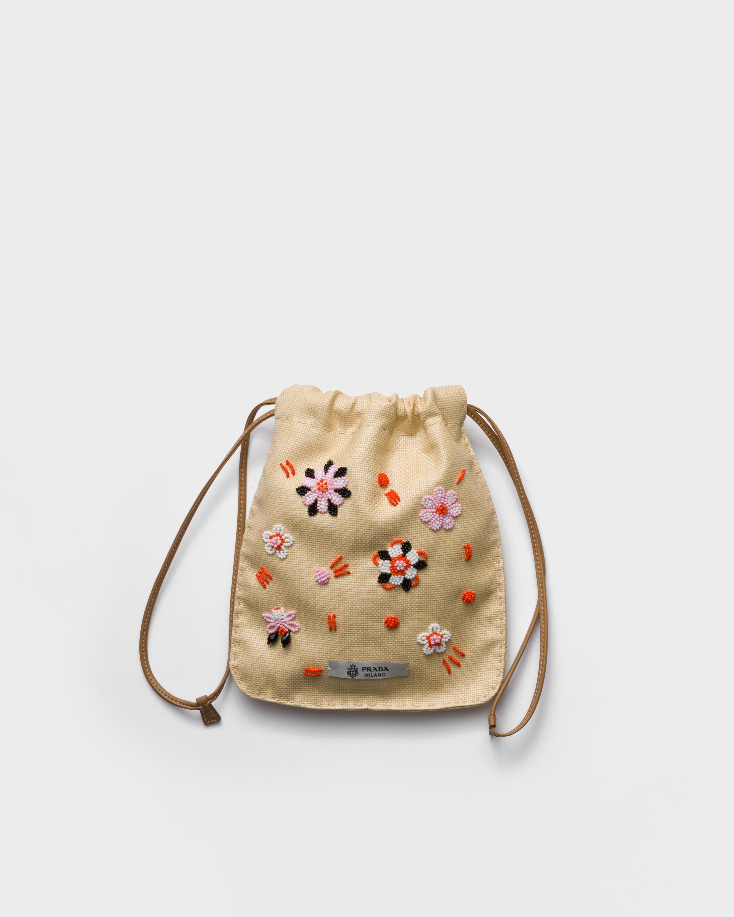 Tan/Red Embroidered canvas smartphone case | PRADA - United States