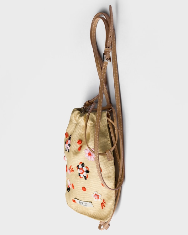 Embroidered canvas smartphone case - Tan/Red Embroidered canvas smartphone case - Tan/Red