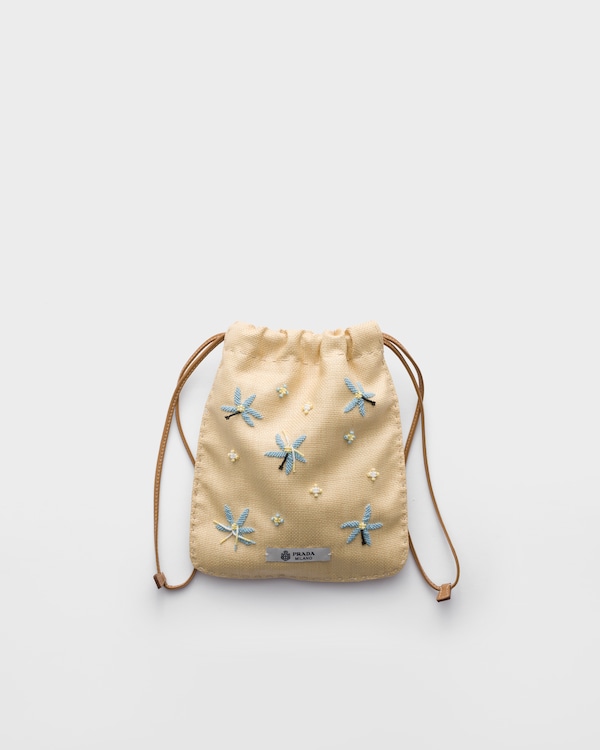 Embroidered canvas smartphone case - Beige/Light Blue Embroidered canvas smartphone case - Beige/Light Blue