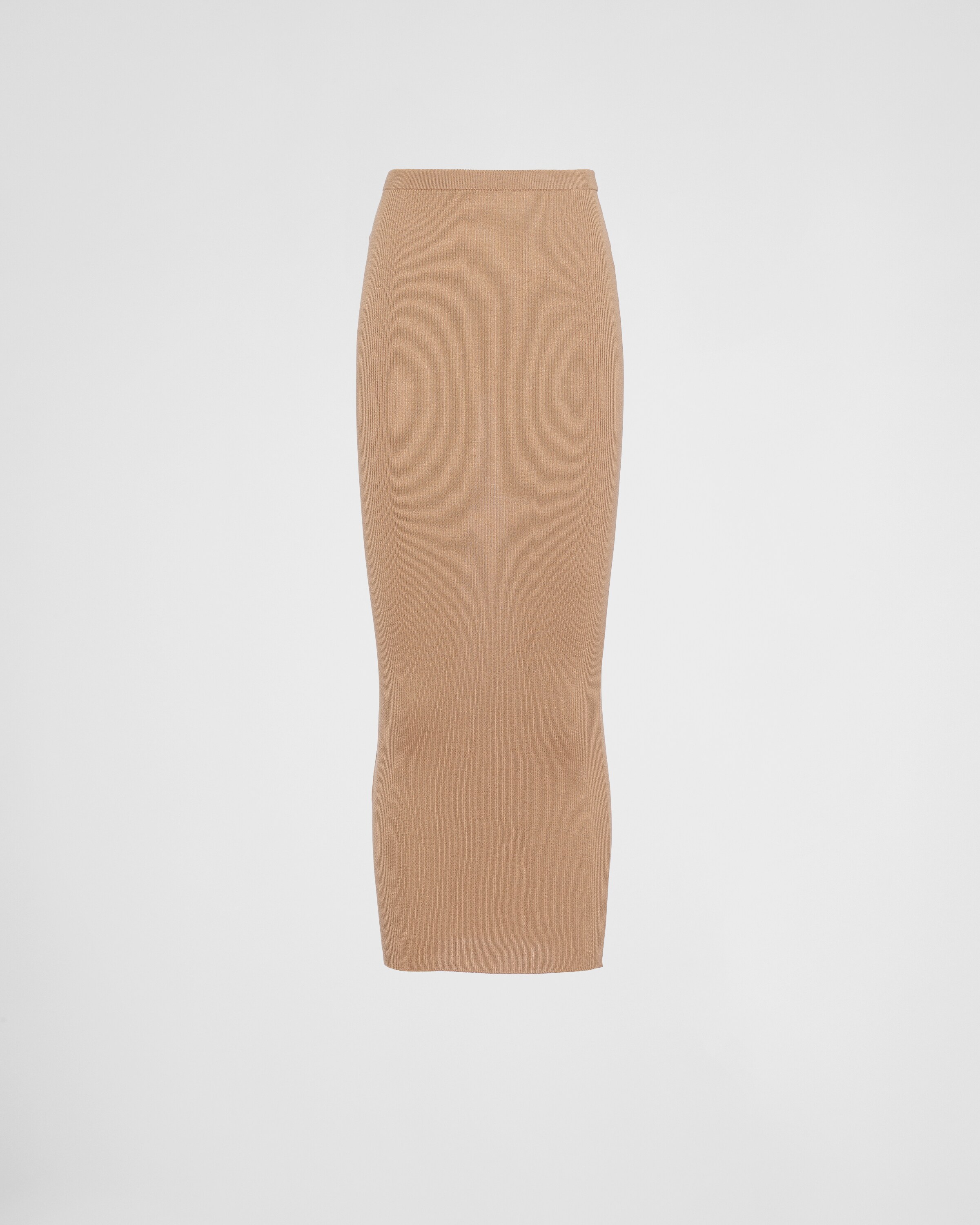 【プラダ・PRADA】Long silk knit skirt Camel Brown Long Silk Knit Skirt | PRADA