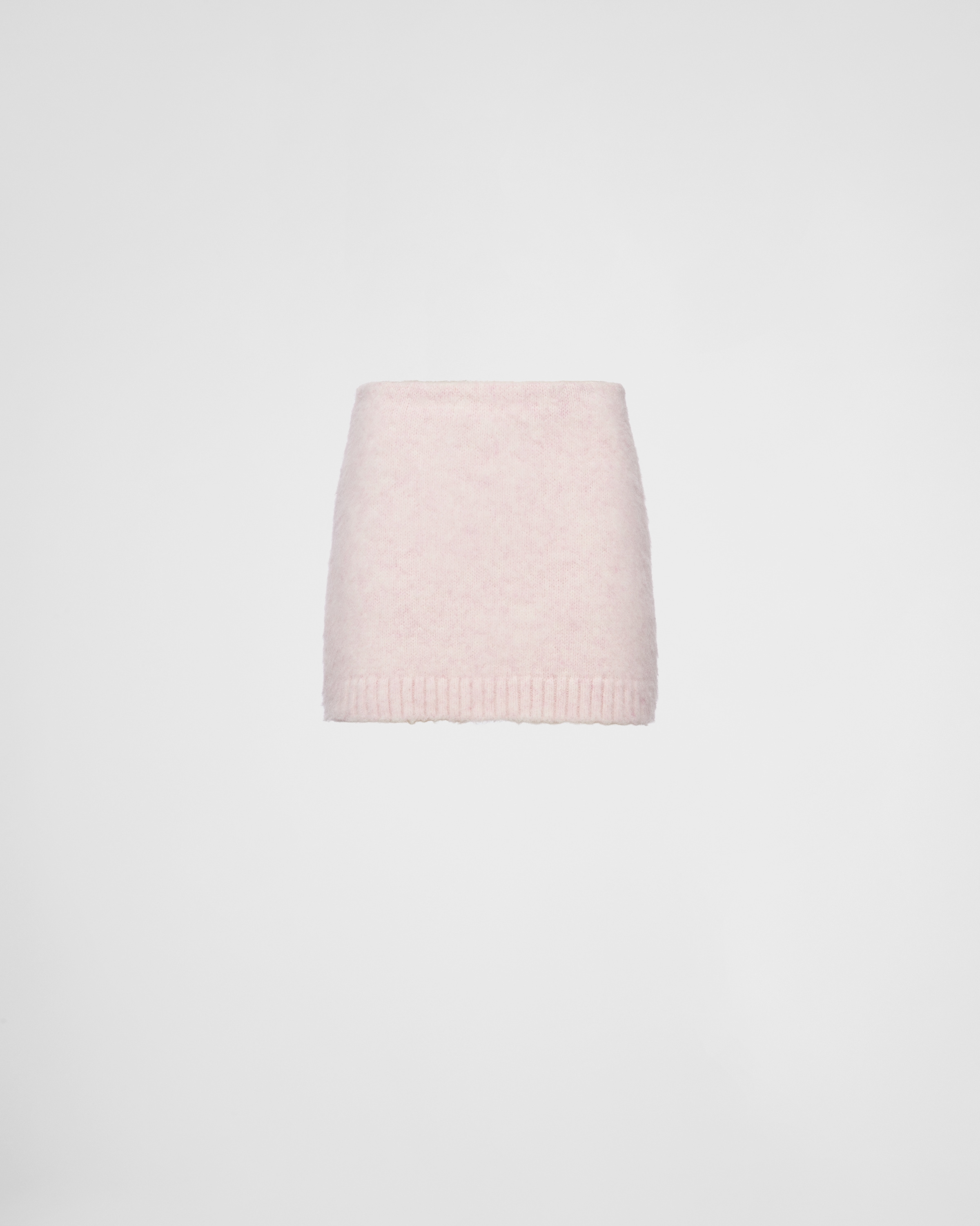 Prada Shetland Wool Miniskirt In Alabaster Pink