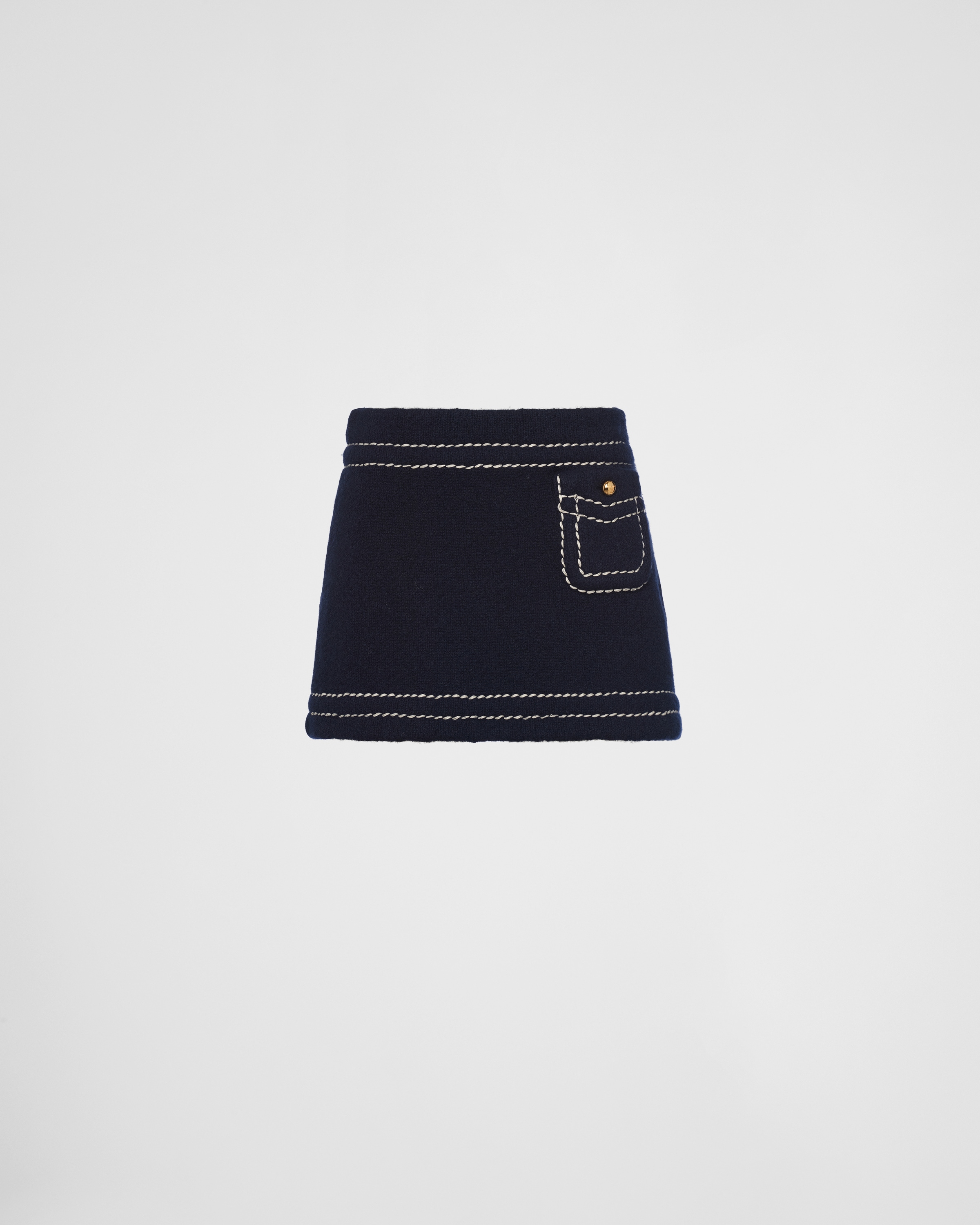 Shop Prada Cashmere Miniskirt In Navy