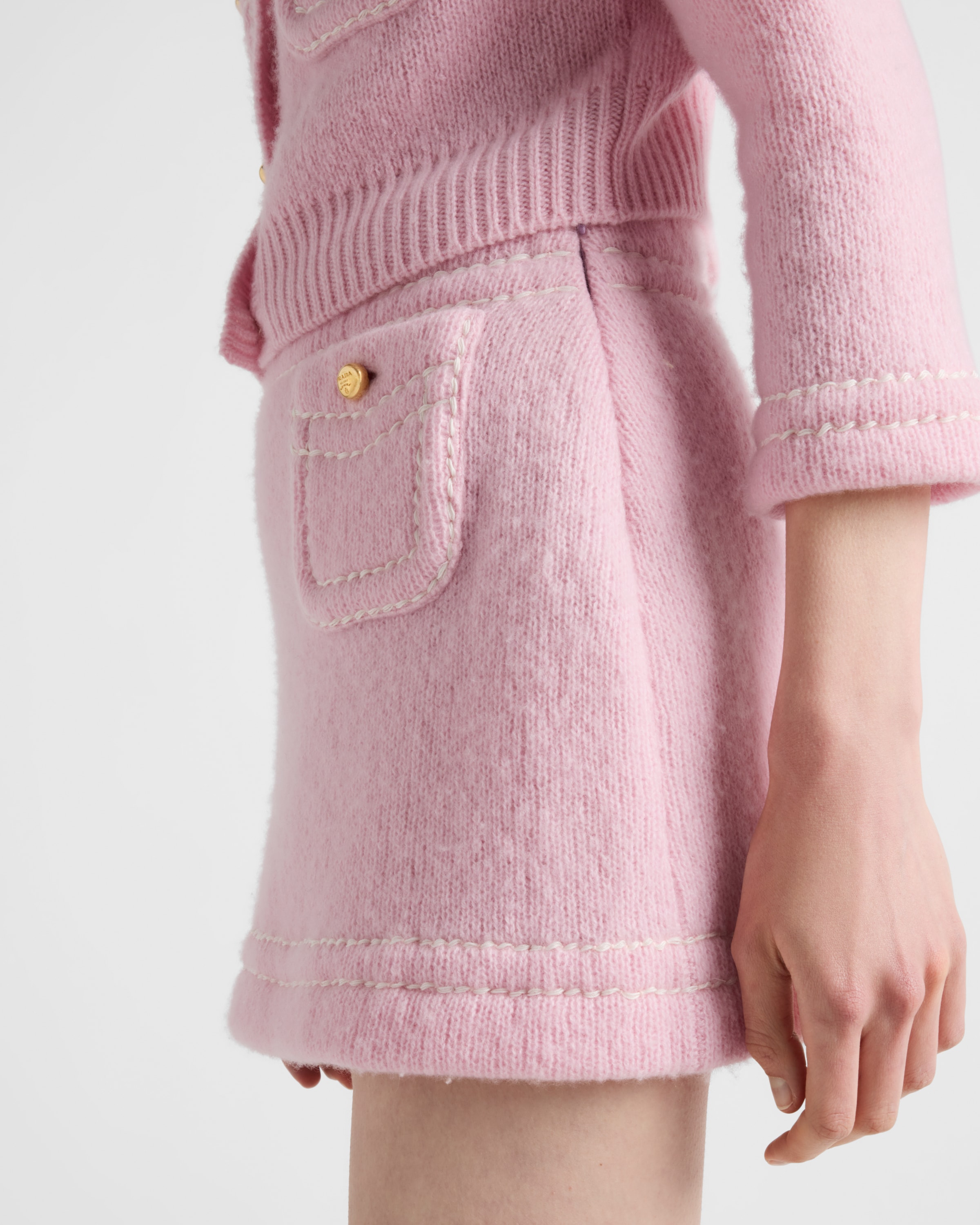 【送料&関税込】Prada Pink Cashmere Mini Skirt Pink Cashmere Miniskirt | PRADA
