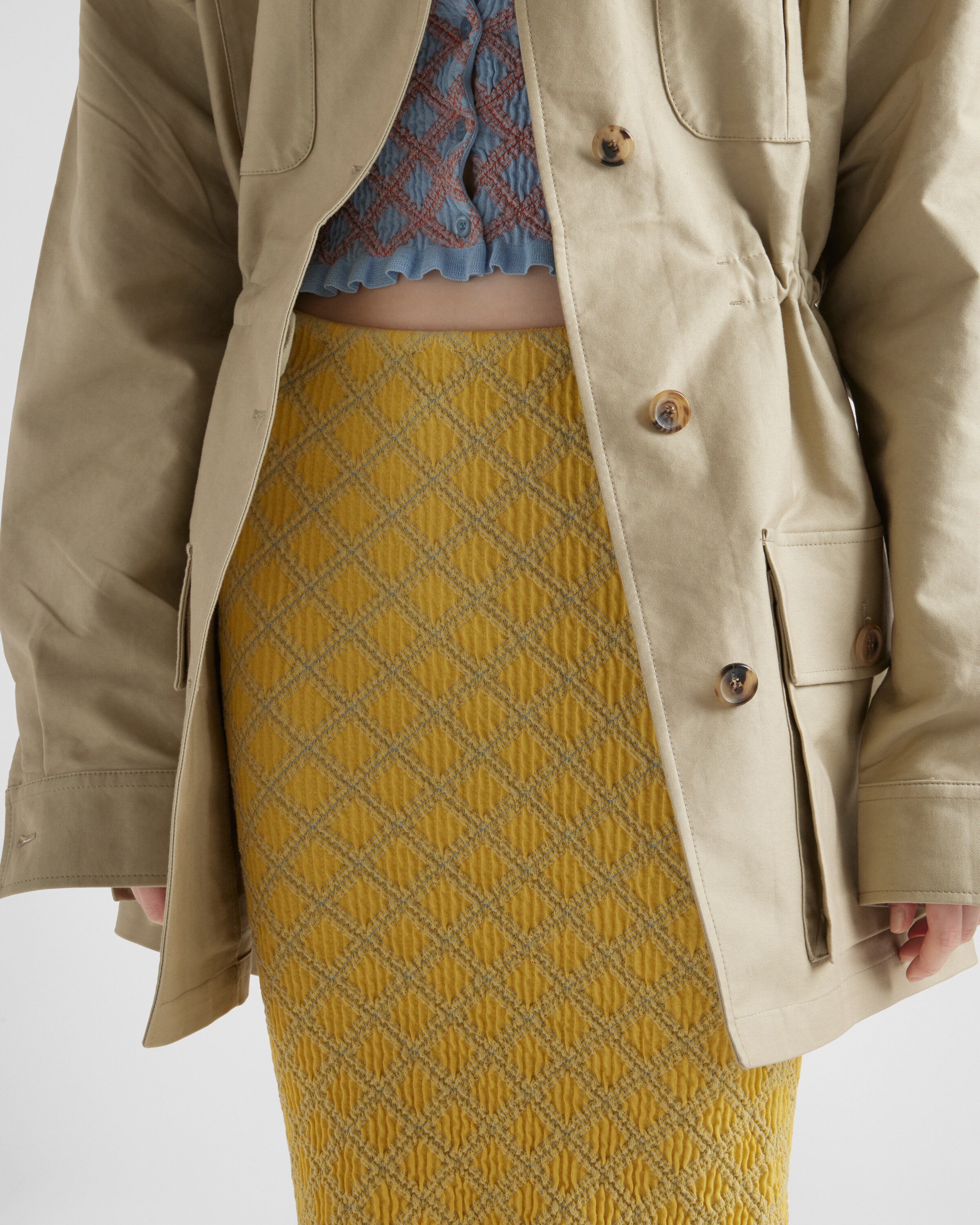 Shop Prada Cotton Skirt In Yellow