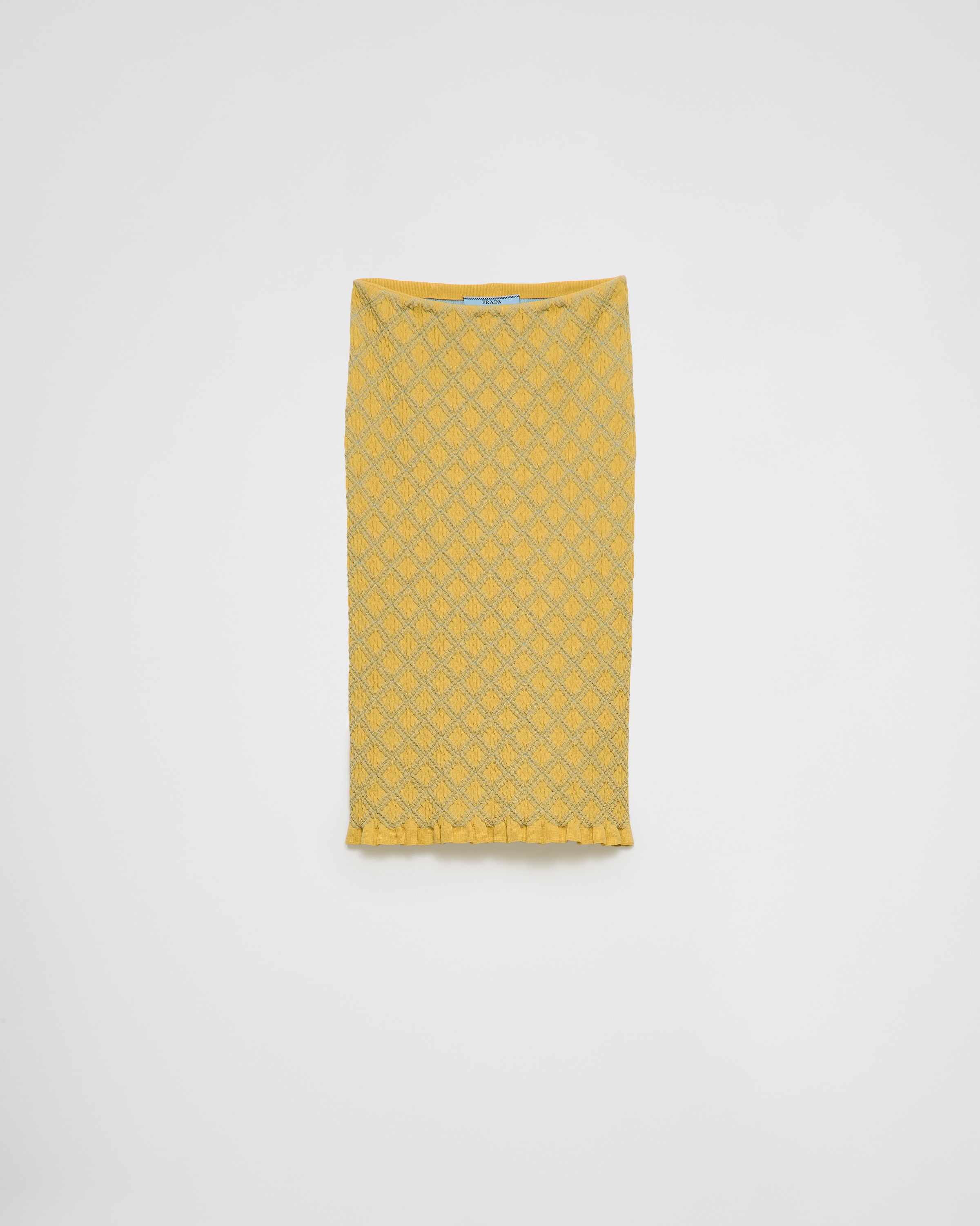 Shop Prada Cotton Skirt In Yellow