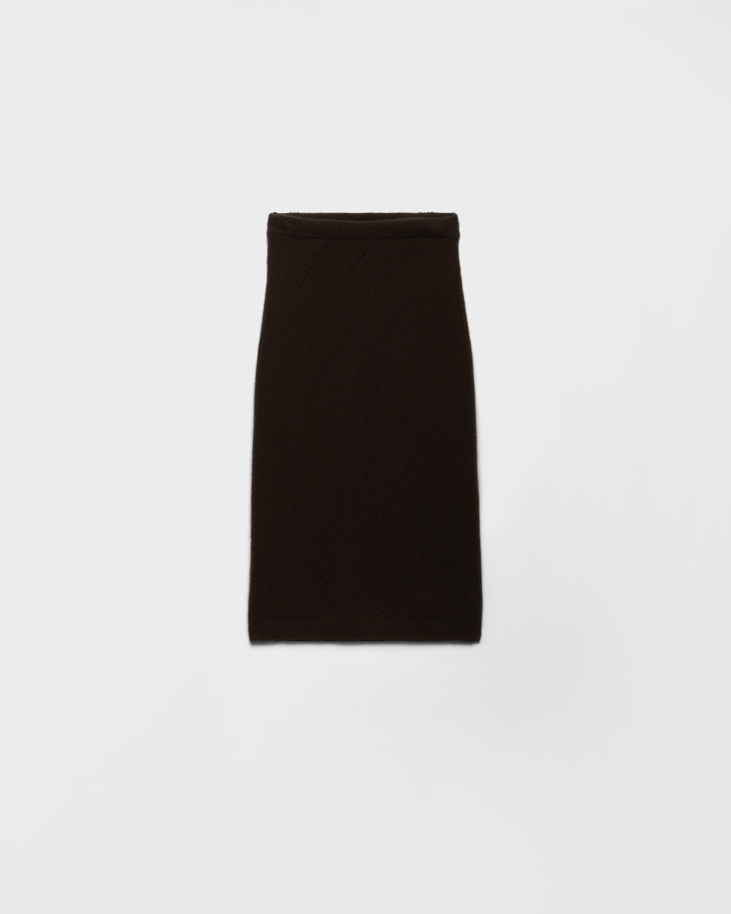 ダークブラウン オープンワーク カシミヤ ニットファブリック スカート