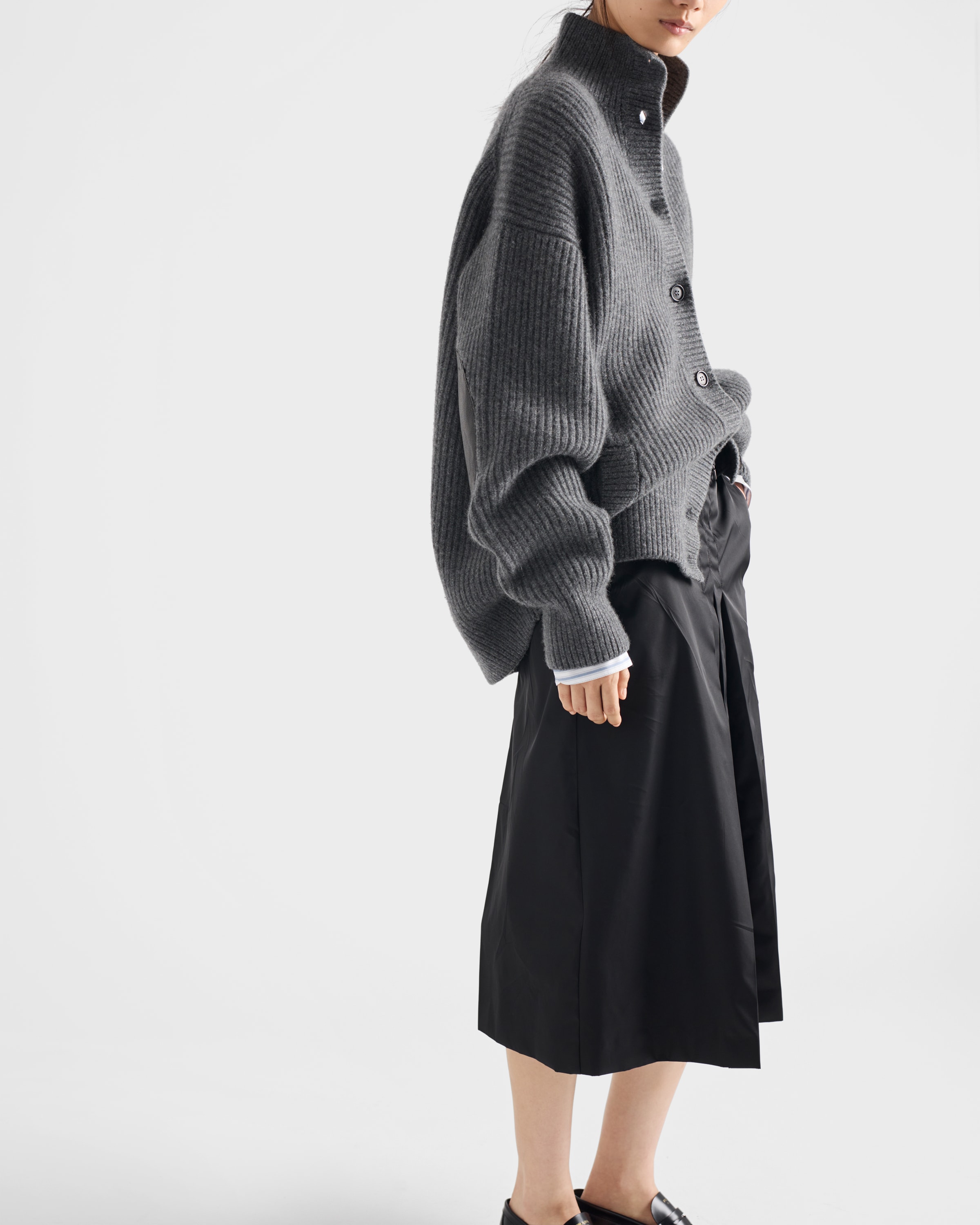Prada Flared Re-nylon Skirt In Black