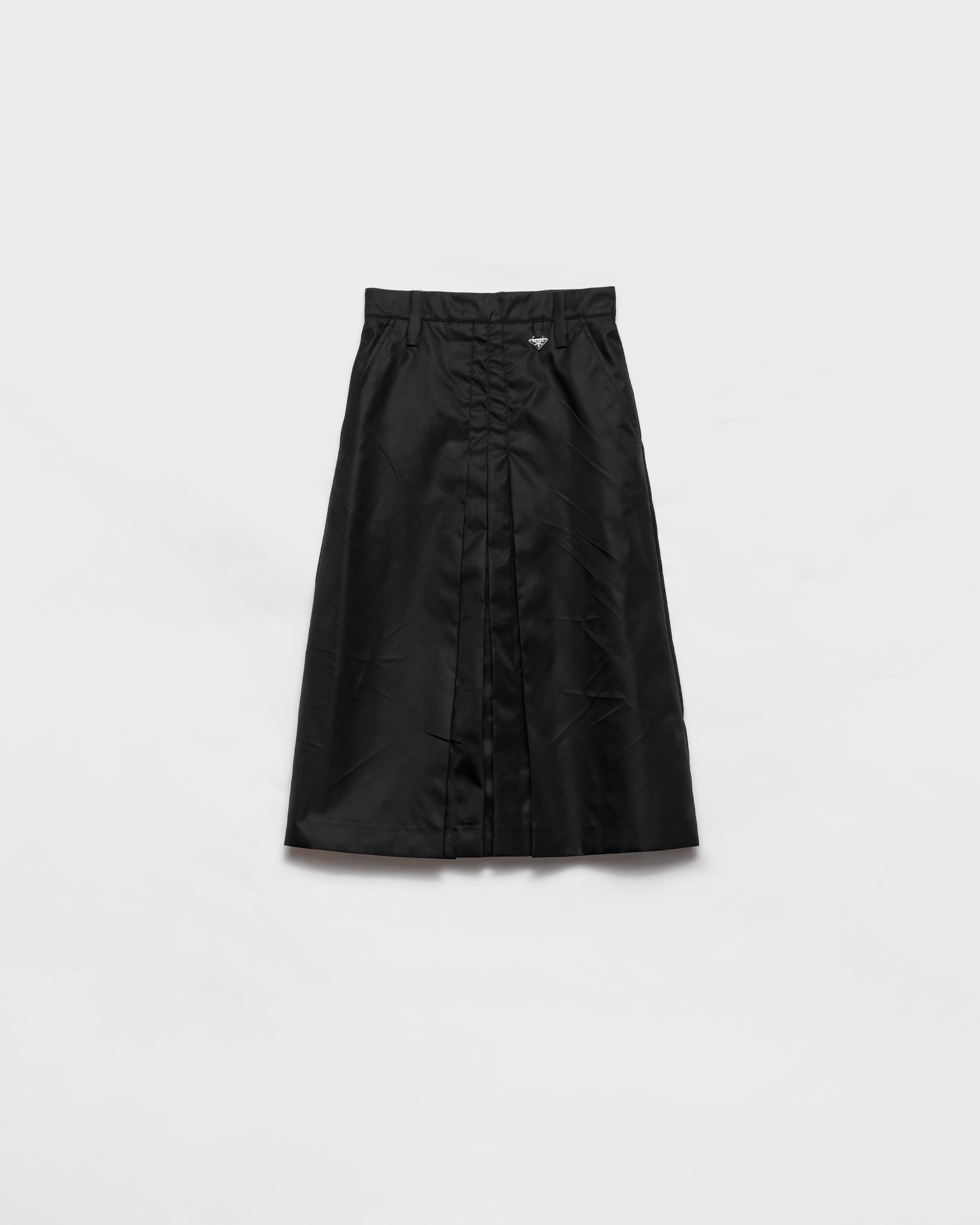 Prada Flared Re-nylon Skirt In Black