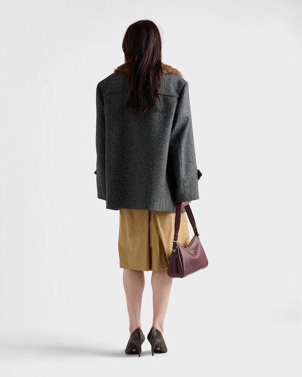 Pleated technical fabric skirt - Cork Beige Pleated technical fabric skirt - Cork Beige