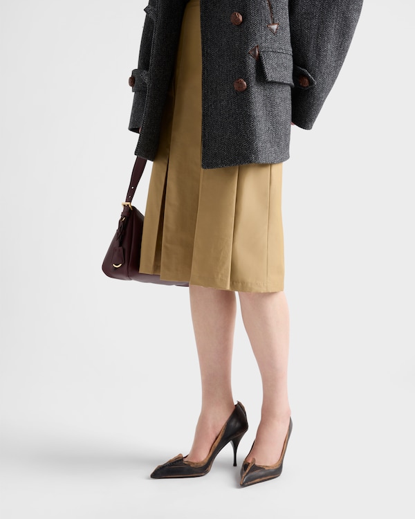 Pleated technical fabric skirt - Cork Beige Pleated technical fabric skirt - Cork Beige