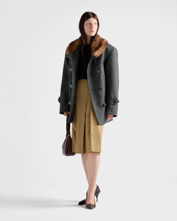 Pleated technical fabric skirt - Cork Beige Pleated technical fabric skirt - Cork Beige