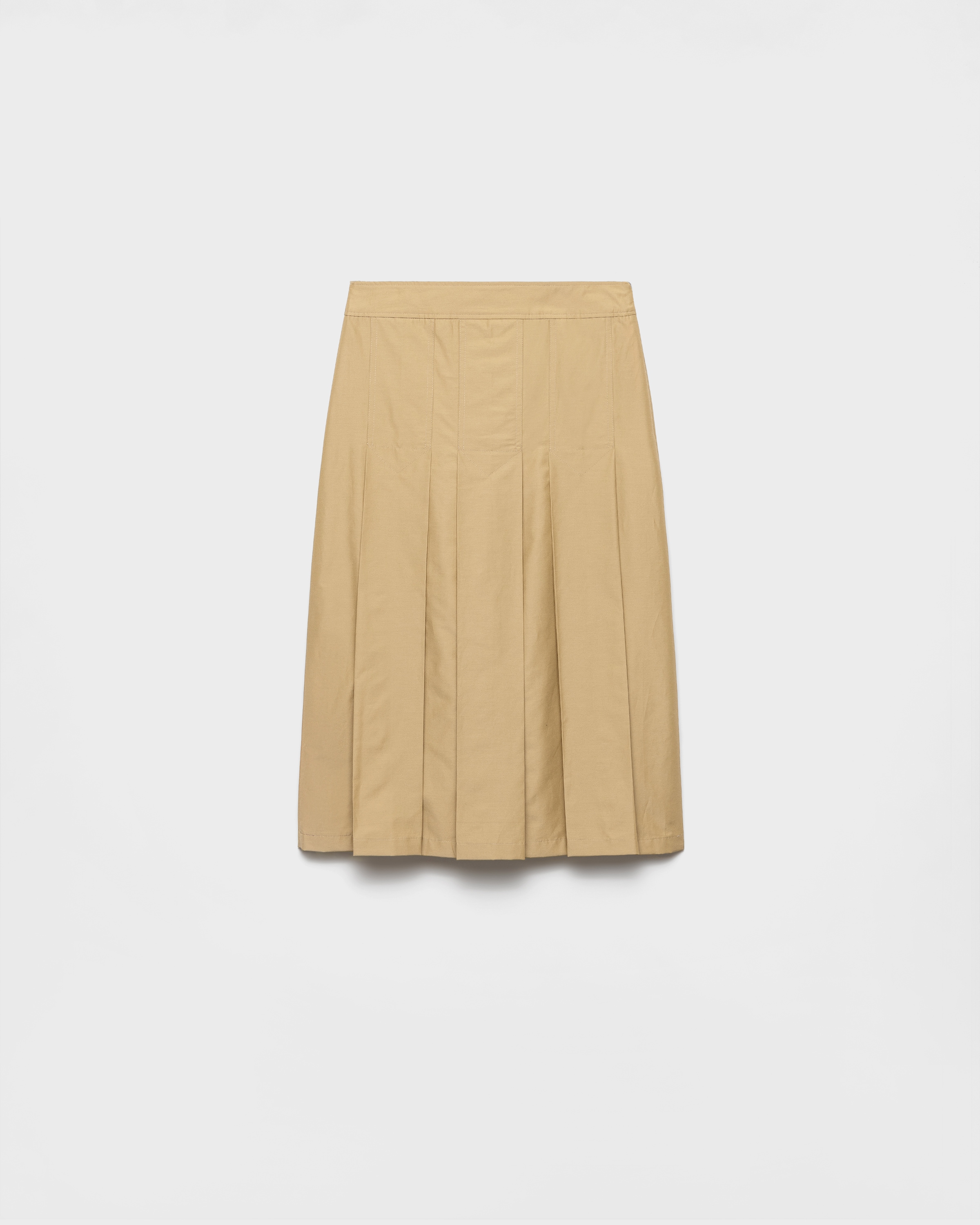 Prada Pleated Technical Fabric Skirt In Brown